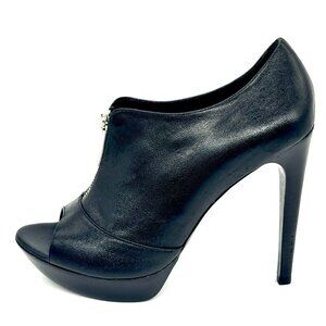 FENDI Leather Open Toe Plateau Zip Platform Ankle Boots Heels Booties